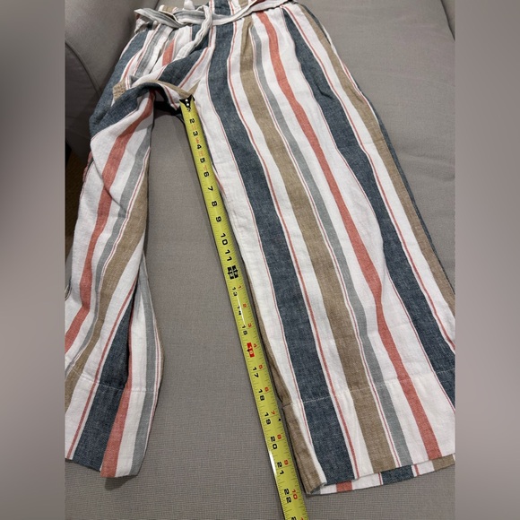 Madewell Huston Linen Blend Pull-On Striped Crop Pants Women's Size M - Picture 10 of 14